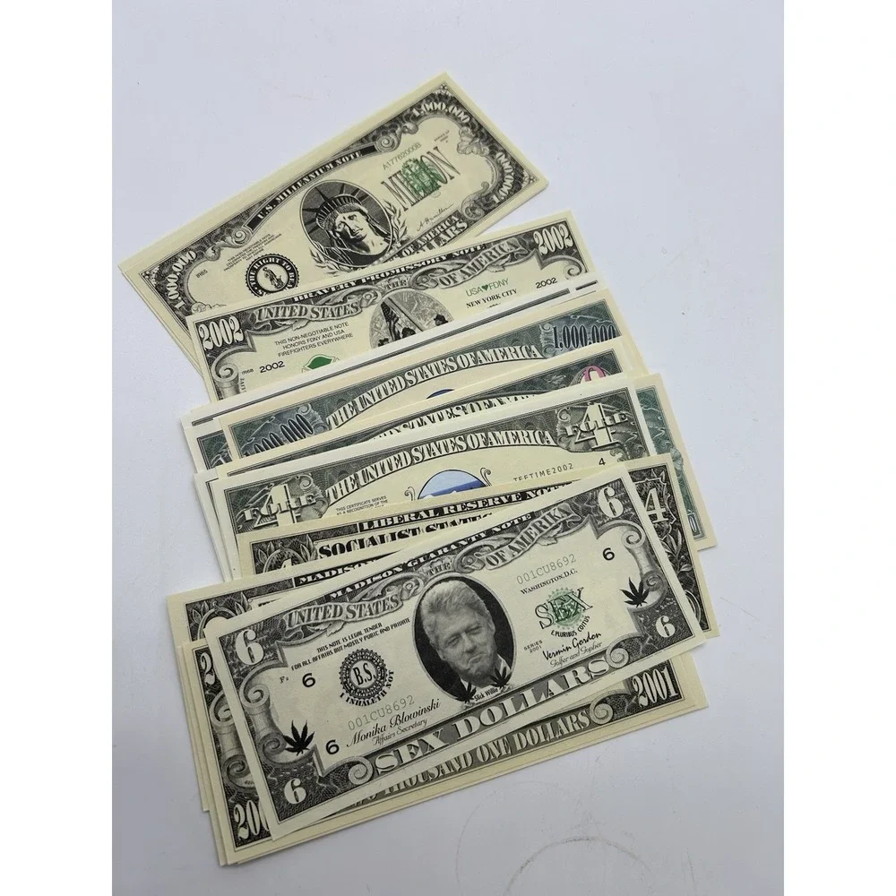 Set of 48 USA Dollar Bill Funny Money Notes Navy Hobbies Pets Presidents & more